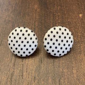 Black-and-White Polka Dot Button Earrings
